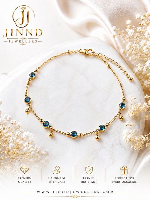 Luxury Designer Anklet – Gold Chain with Colorful Gemstones
